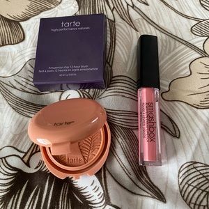 Blush is Tarte brand and lipstick is Smashbox